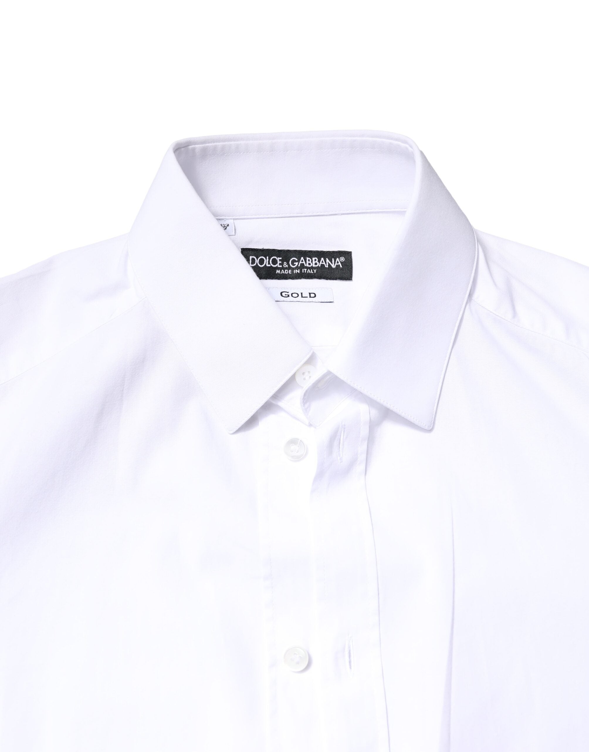 Dolce & Gabbana Weißes GOLD Baumwollhemd mit langen Ärmeln